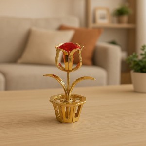 Tulp 24-karaats verguld goud en versierd met Bohemia-kristallen