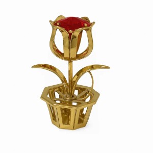 Tulp 24-karaats verguld goud en versierd met Bohemia-kristallen