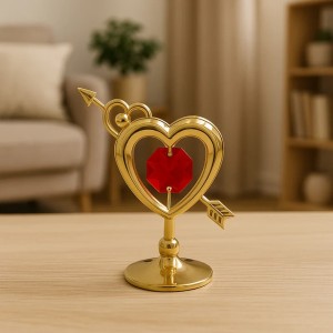 24-karaats goud verguld Mini Hart met pijl versierd met Bohemia kristallen