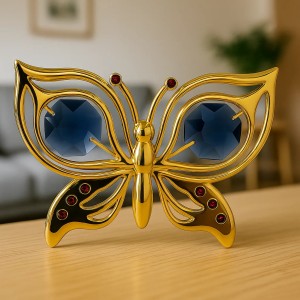 24K goud verguld Vlinder met zuignap met gekleurde bohamia kristallen