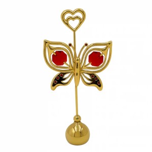 24 K goud verguld ORCHIDEE VLINDERHOUDER PAPIERGEWICHT (HART) fotohouder met Bohemia kristal