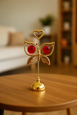 24 K goud verguld ORCHIDEE VLINDERHOUDER PAPIERGEWICHT (HART) fotohouder met Bohemia kristal