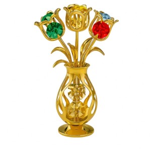 Bos bloemen versierd met Swarovski®-kristallen 24-karaats verguld