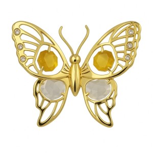 	 24K goud vergulde vlinder met gekleurde Bohemiakristallen met zuignap
