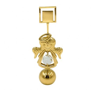 24K goud verguld engel papiergewicht en fotohouder met heldere kristal