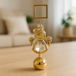24K goud verguld engel papiergewicht en fotohouder met heldere kristal