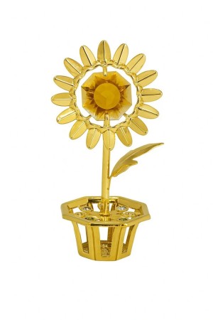 Zonnebloem 24-karaats verguld goud en versierd met Bohemia-kristallen