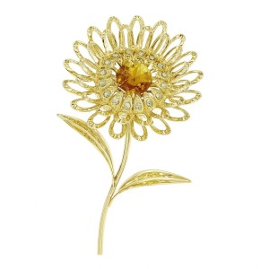 Bloem 24-karaats verguld goud en versierd met Bohemia-kristallen