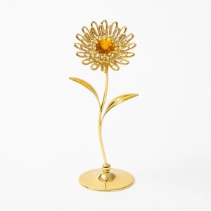 Bloem 24-karaats verguld goud en versierd met Bohemia-kristallen