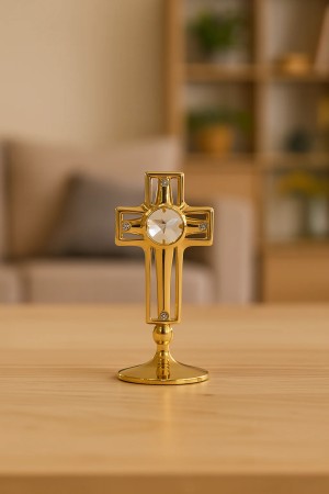 24Kgoud verguld kruis met heldere Bohemia kristal