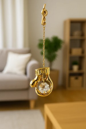 24-karaats goud verguld winterwant met zuignap versierd met Bohemia kristallen