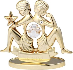 Sterrenbeeld Gemini (Tweeling) 24-karaats verguld en versierd met Swarovski-kristallen