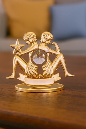 Sterrenbeeld Gemini (Tweeling) 24-karaats verguld en versierd met Swarovski-kristallen