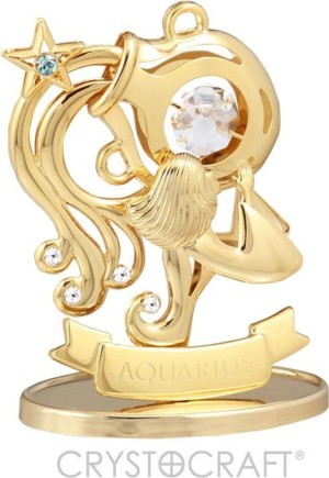 Sterrenbeeld Aquarius (Waterman) 24 k goud verguld met Bohemia kristallen