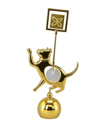 Cat fotohouder 24 K gold plated with BOHEMIA helder crystals