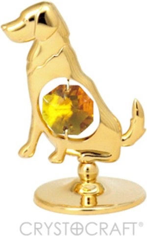 24K Gold plated Hond Met heldere transparante BOHEMIA kristal