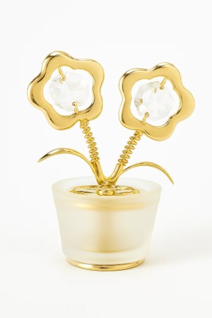24K goud Verguld Bloemenbeeldje met Bohemia-kristallen