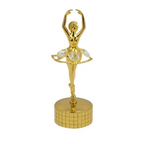 Ballerina music box 24-karaats verguld goud en versierd met Bohemia-kristallen