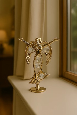 24K goud verguld engel met heldere bohemia kristallen