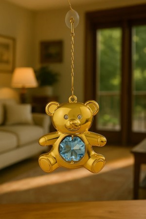 Beer 24-karaats verguld en gedecoreerd met Swarovski-kristallen