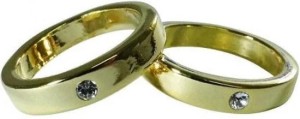 HUWELIJK ringS w. 2 BRILLIANTS - dit beeld is 24-karaats verguld en versierd met Swarovski-kristallen
