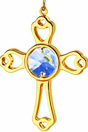 Kruis hangend 24-karaats verguld beeldje met Swarovski-kristal