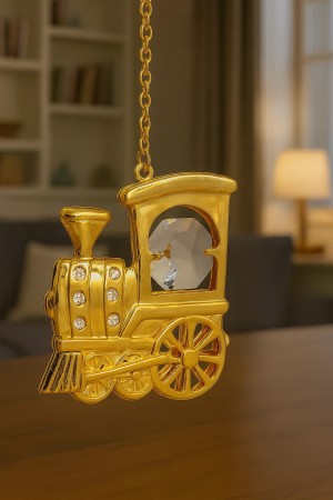 Locomotief versierd met Swarovski®-kristallen 24-karaats verguld