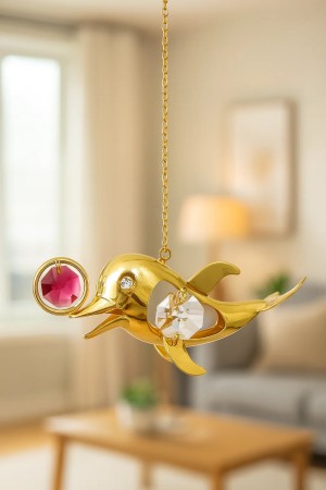 Dolfijnen hangen - versierd met Swarovski® kristallen 24-karaats verguld