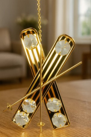 ski,s - versierd met Swarovski®-kristallen 24-karaats verguld