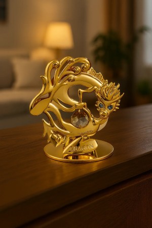 24K verguld draak met heldere Bohemia kristallen