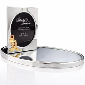 Luxe Fotolijst met Kristallen Detail – Zilver & 24K Verguld Accent