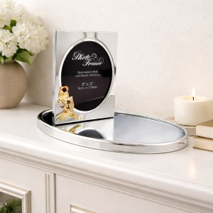 Luxe Fotolijst met Kristallen Detail – Zilver & 24K Verguld Accent