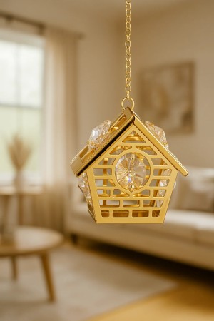 vogelkooi van 24k verguld met swarovski kristallen