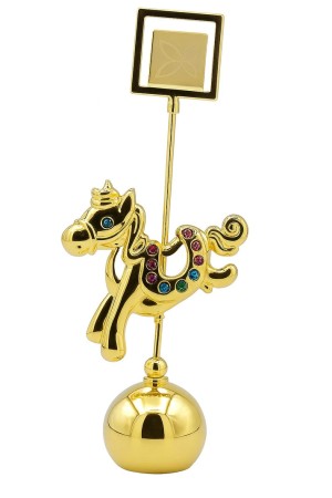 24K goud verguld Paard papiergewicht en fotohouder met heldere kristal