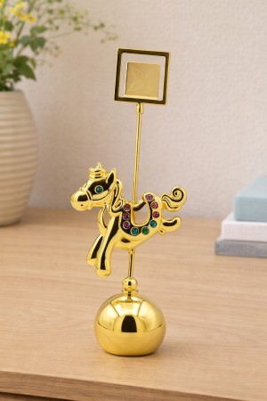 4K goud verguld Paard papiergewicht en fotohouder met heldere kristal