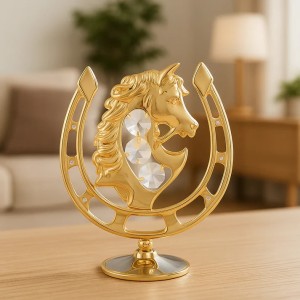 Gouden Paard in Hoefijzer – 24K Verguld met Swarovski® kristallen