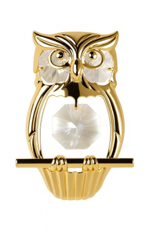 Luxe 24 k Vergulde Gouden Kristallen Uil – Decoratie met Zuignap