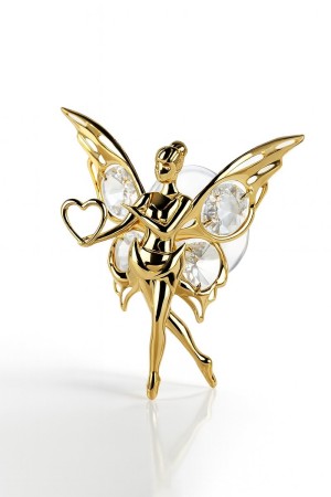 24K Verguld Kristal-Feetje – Luxe Gouden Fairy Ornament met Zuignap