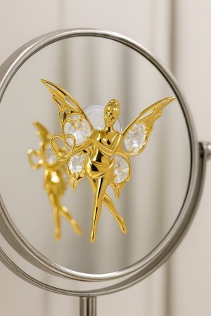 24K Verguld Kristal-Feetje – Luxe Gouden Fairy Ornament met Zuignap