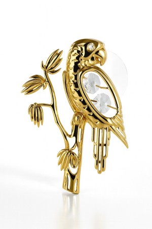 24K Vergulde Kristallen Papegaai – Luxe Decoratie met Zuignap