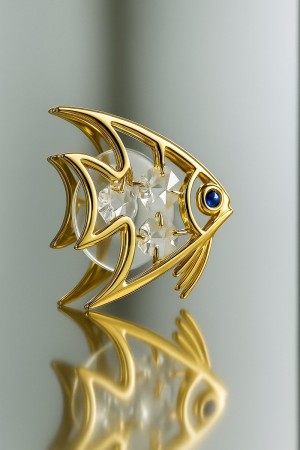 Luxe 24K Vergulde Kristallen Vis – Decoratie met Zuignap