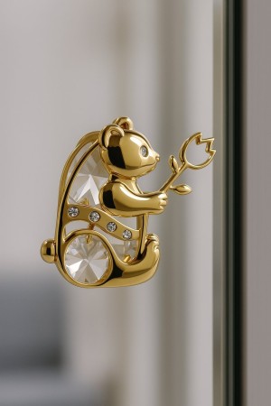 	 Luxe 24K Vergulde Panda met Swarovski Kristallen – Decoratie met Zuignap 
