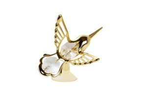 Luxe 24K Vergulde Kolibrie met Kristallen – Decoratie met Zuignap