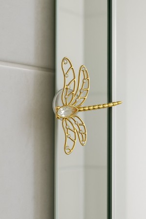 Luxueuze 24K Vergulde Libelle met Kristallen – Decoratie met Zuignap voor Spiegel, Kast & Raam