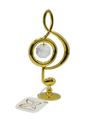 24k Vergulde Muzieknoot met Kristal 