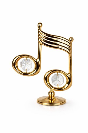 Golden Harmony – 24K Verguld Muzieknoot Ornament met Kristal