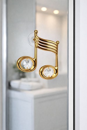 Golden Harmony – 24K Verguld Muzieknoot Ornament met Kristal