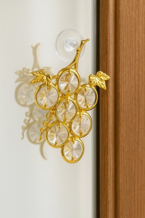 Golden Crystal Grapes – Luxe 24K Vergulde Druiventros met Swarovski-Kristallen & Zuignap