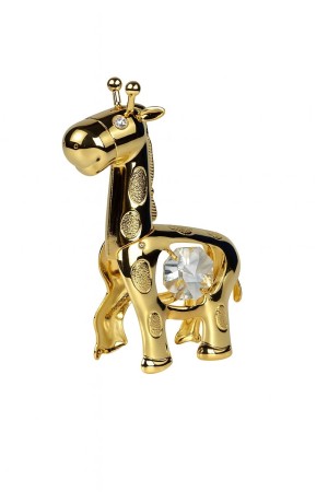 Gold Crystal Giraffe – Luxe 24K Verguld Giraffe Beeldje met Swarovski-Kristal & Zuignap