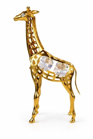 Crystocraft Giraffe Beeldje Goudkleurig met Kristallen – Luxe Decoratie met Swarovski® Elements
